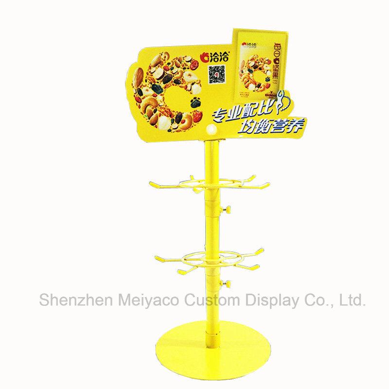 Custom Metal Supermarket Rotating Jewelry Display Stand Two Hanging Hook Snack Display Rack