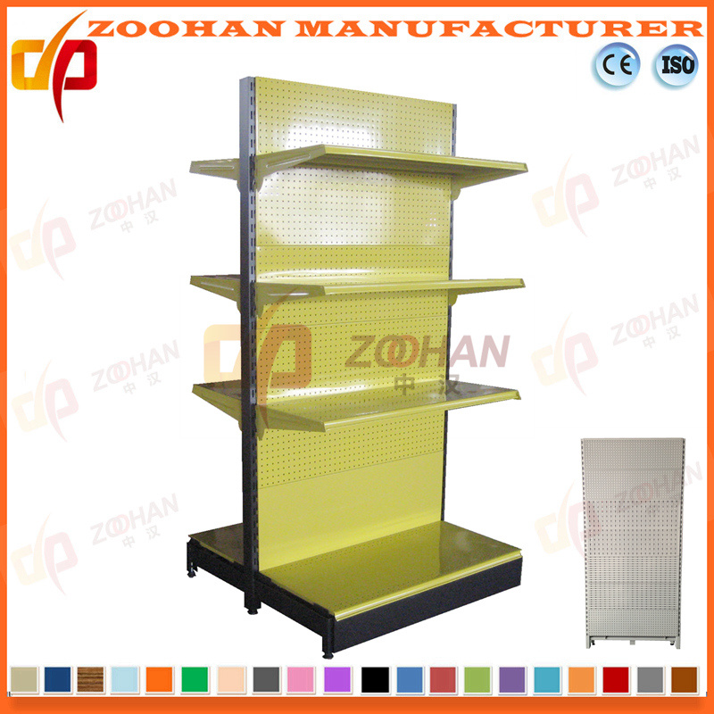 4 Level Customized Supermarket Perforated Retail Display Shelves (Zhs528)