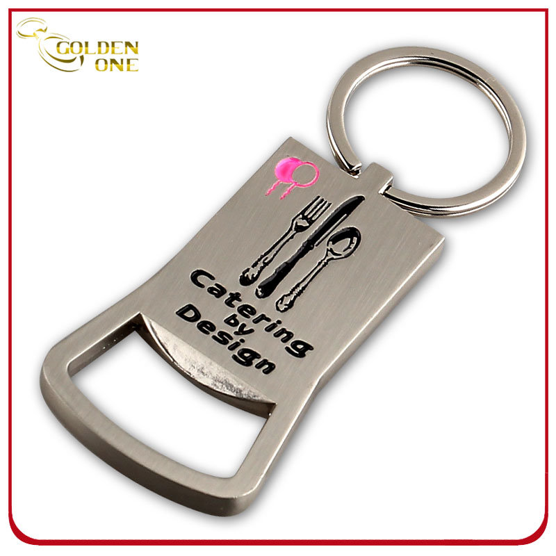 Soft Enamel Stainless Steel Brush Finish Bottle Opener Keychain