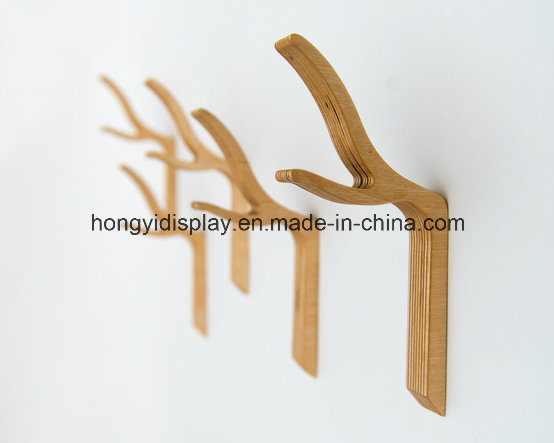 Wooden Veneer Coat Hanger for Retail Store, Hook, Hanger