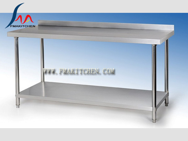 Stainless Steel Table with Back Splash & Under Shelf / Assembing Working Table/Workbench (Round tube) , Preparation Table, Many Designs