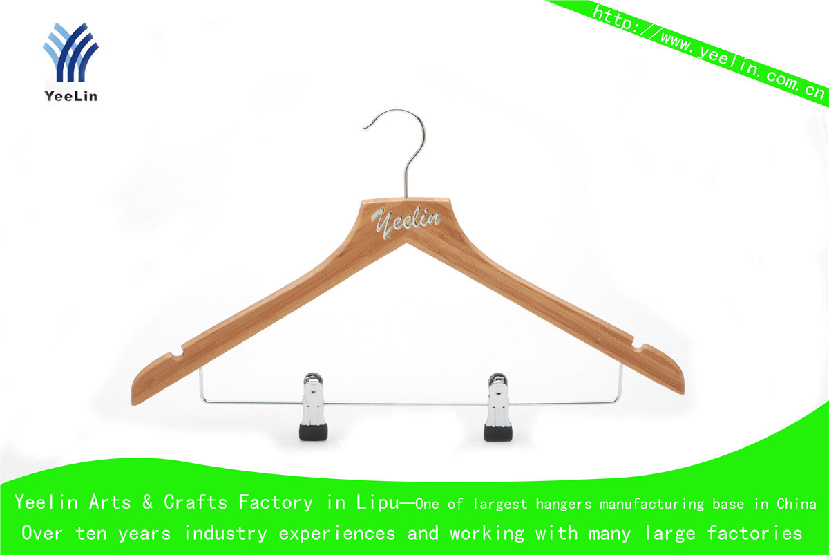 Regular Clothes Bamboo Hanger with Shiny Chrome Hook (YLBM6712-NTLNB1)