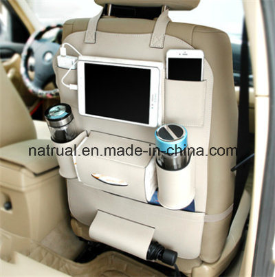 PU Leather Car Backseat Organizer Cup Holder