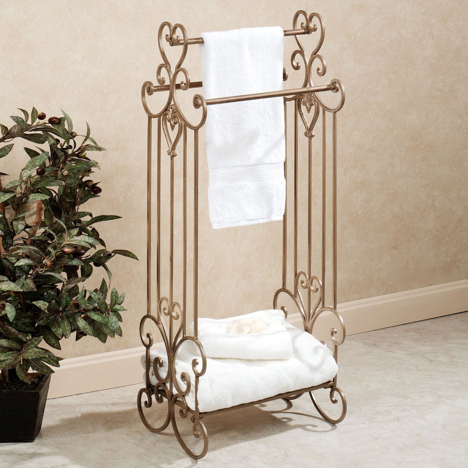 Bathroom Classical Ground Towel Holder Rack