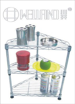 3 Tiers Chrome Metal Mini Corner Storage Rack (CR303045C3C)