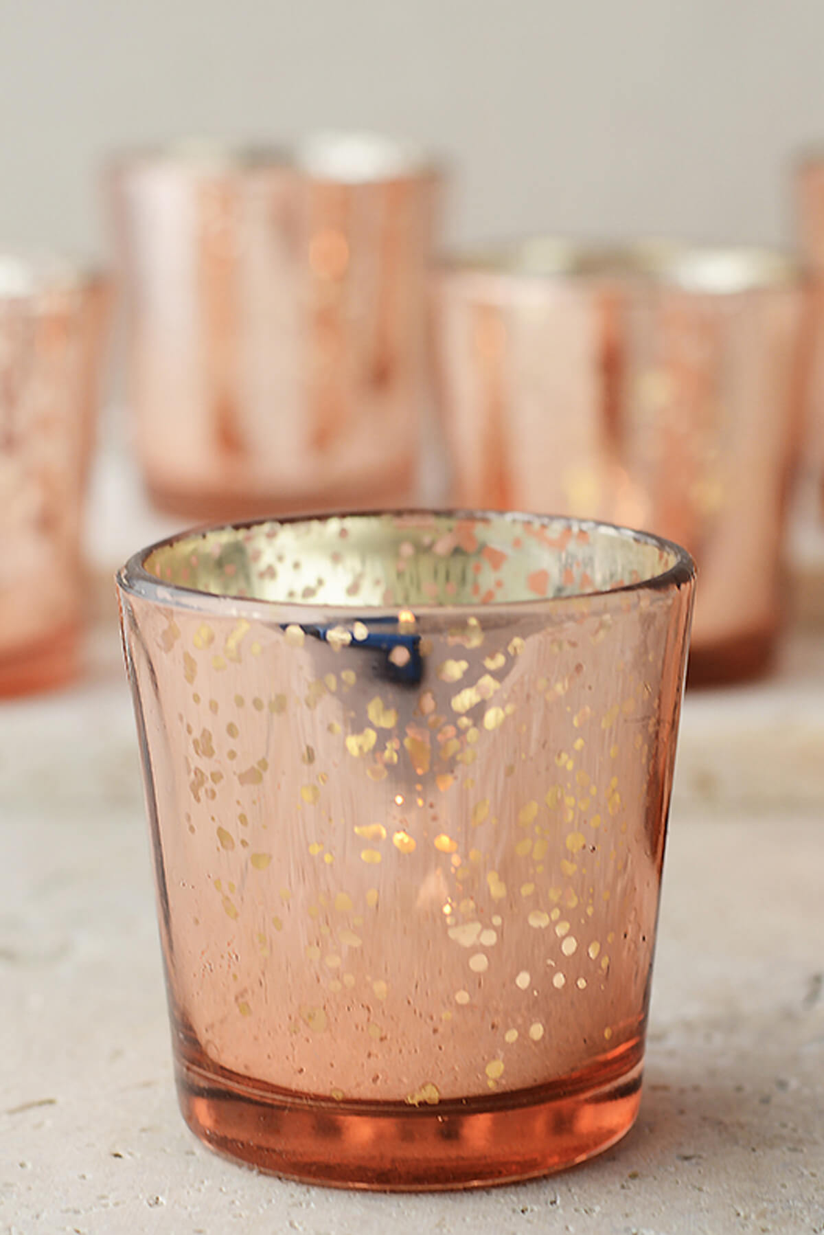 Richland Votive Holder Grande Rose Gold Mercury Glass