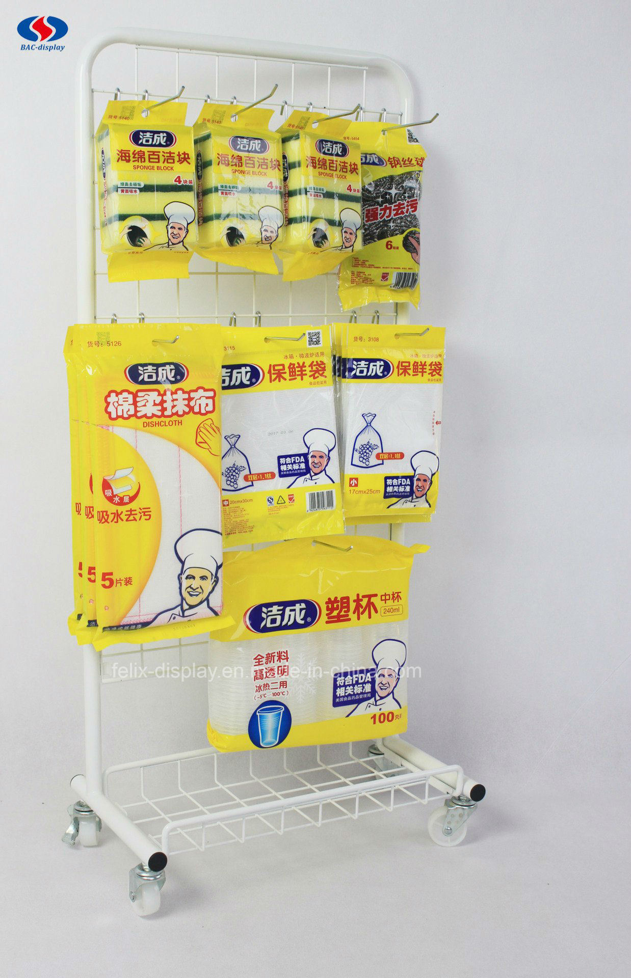 Various Style Single Side Wire Mesh Dishcloth Display Rack