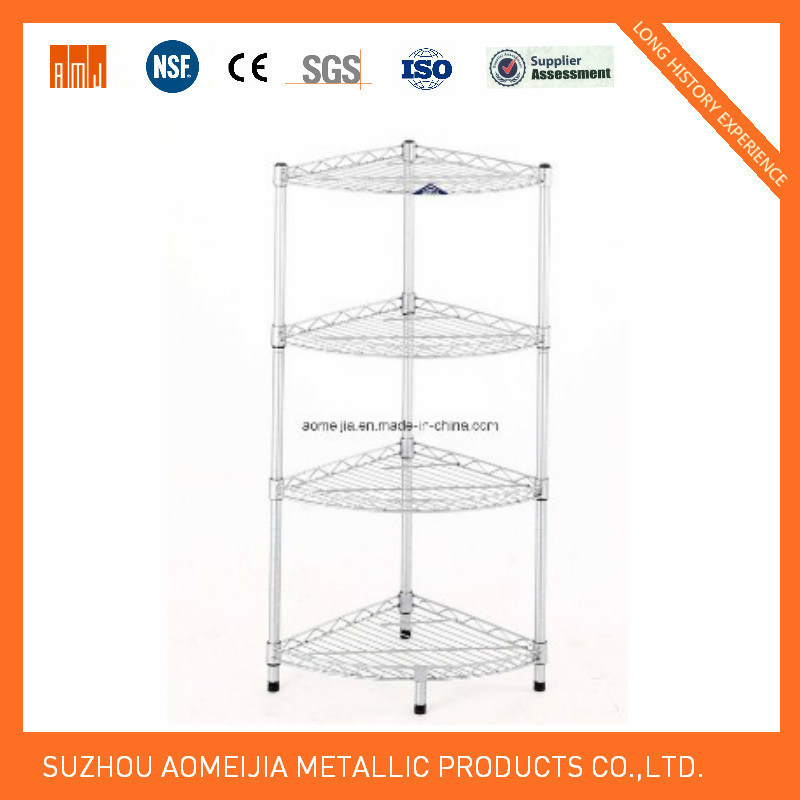 Home Wire Shelf 4 Tier Corner Chrome