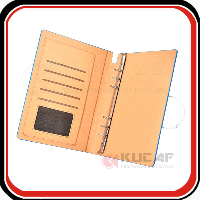 Custom Embossed Logo PU Ring Binder Agenda Folder