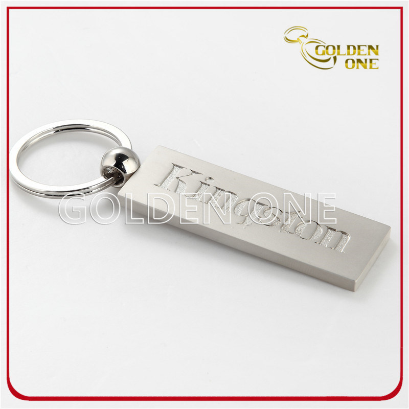 Promotion Rectangle Debossed Logo Metal Keyring