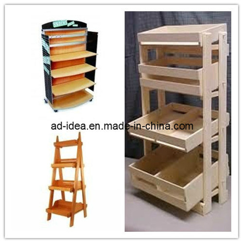 Wooded Display Stand, Flooring Display Rack, MDF Display Shelf (AD-130501)