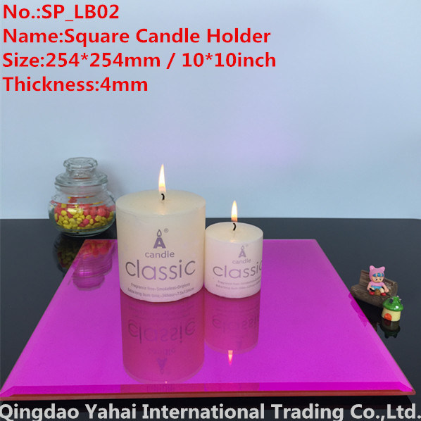 4mm Large Square Rose Glass Mirror Candle Holder