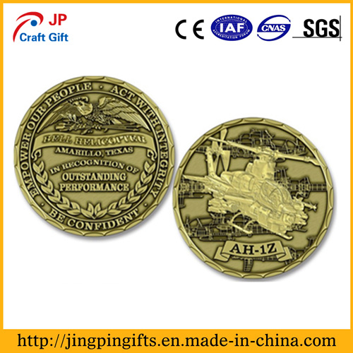 3D Helicopter Antique Bronze Metal Challenge Coin (Series 4)