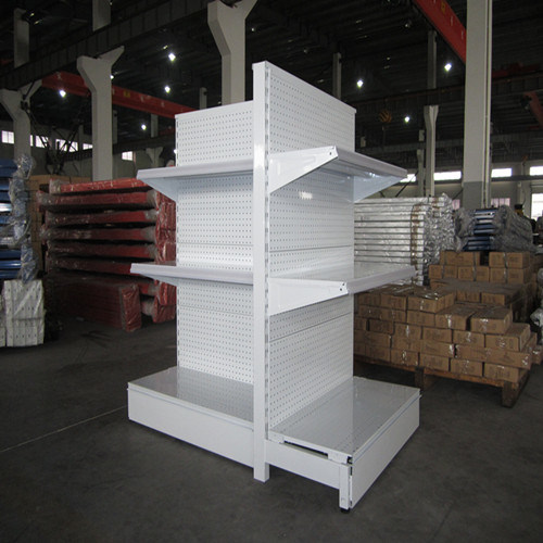 Supermarket Perforated Island Gondola Retail Shelving