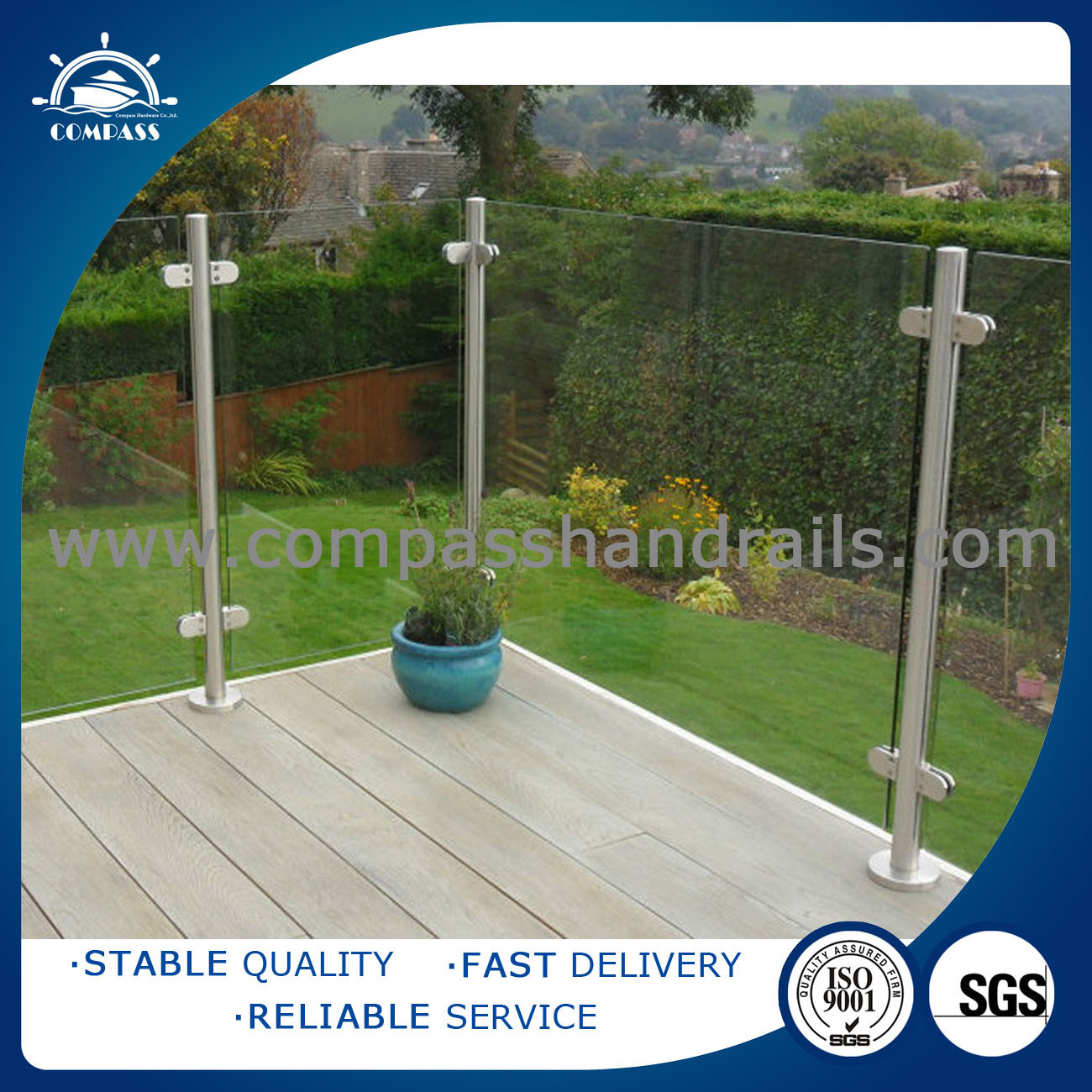 Glass Holder Fitting for Railing Balustrade /Pool Fence