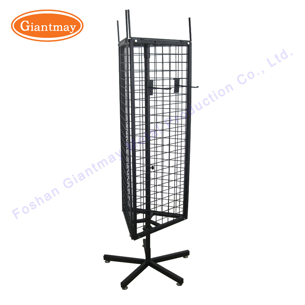 3 Sides Metal Free Standing Wire Mesh Hanging Display Racks