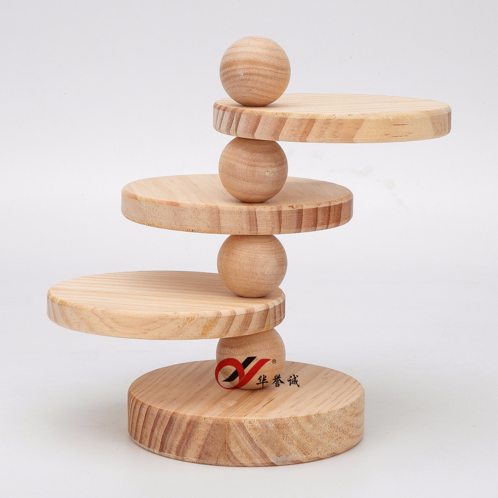 4 Layers Rotating Wood Jewelry Display Stand