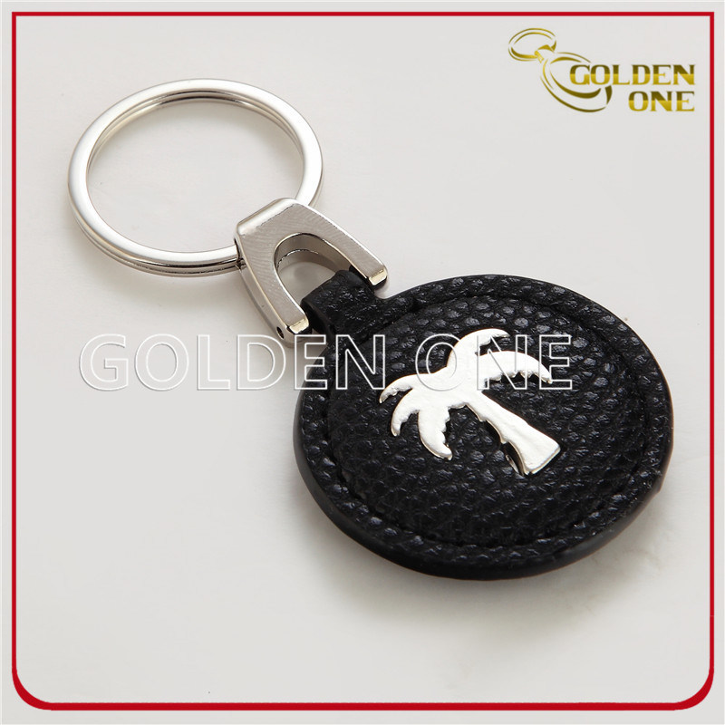 High Quality Genuine Leather Key Fob with Metal Charm