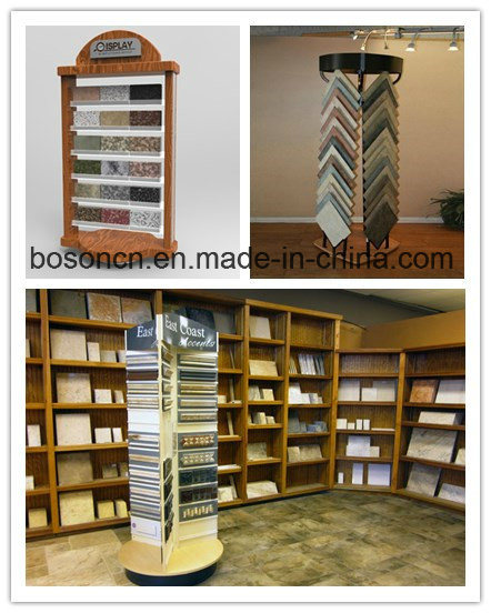 Wood Base Table Top 40 Pieces Granite Sample Shelf Black Metal Hook Display Stand for Ceramic Tiles