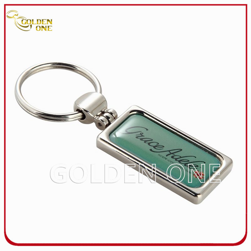 Promotion Gift Rectangle Printed Epoxy Metal Key Tag