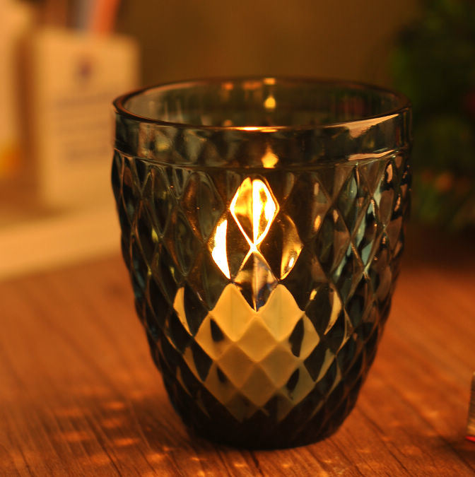 Smoky Gray Glass Candle Holder