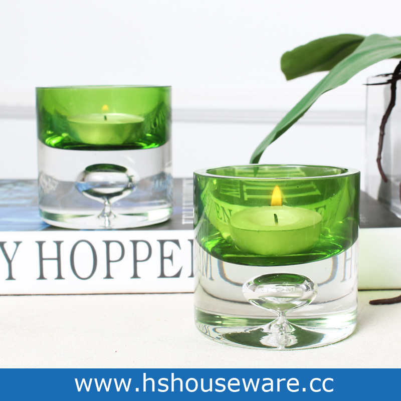 Green Glass Candle Holders