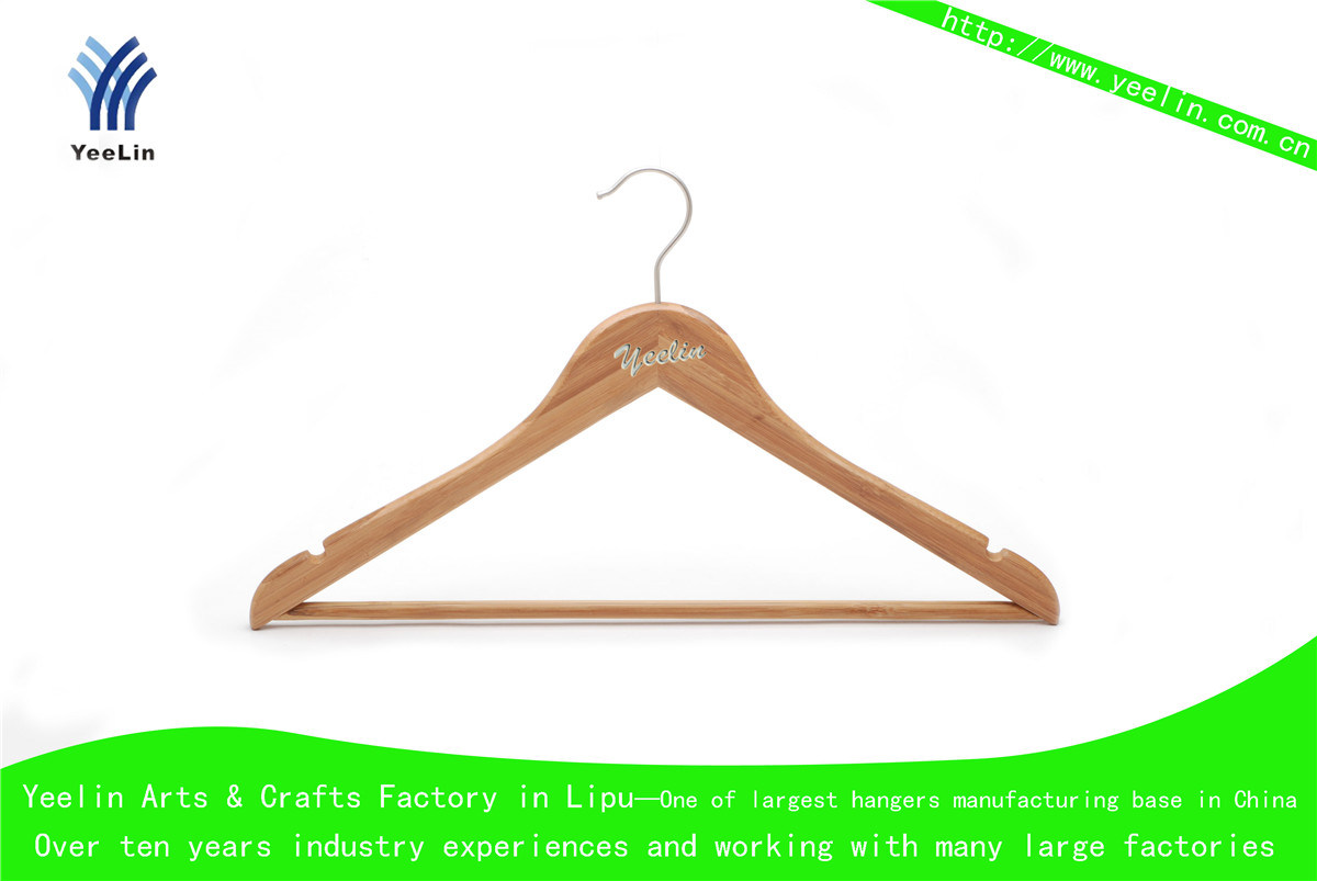 High Quality, Cheap Price and Regular Clothes Bamboo Hanger Ylbm3012-Ntln1 for Supermarket, Wholesaler with Shiny Chrome Hook