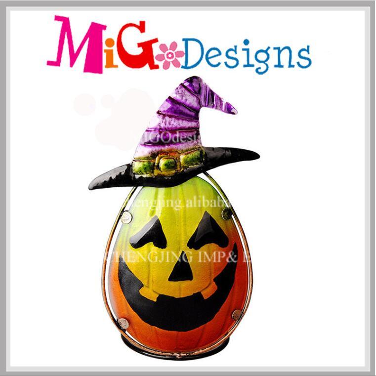 Pumpkin Halloween OEM Metal and Glass Candle Holder