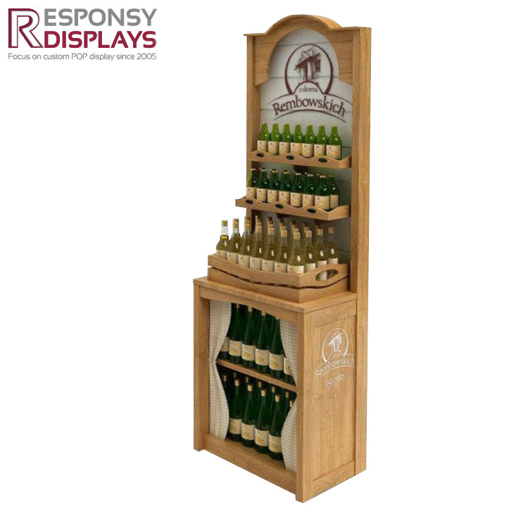 POS Quality Wooden Beer Stands Wine Retail Display Racks