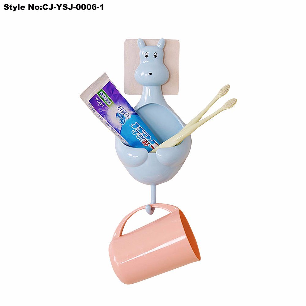 Plastic Cartoon Toothbrush Towel Hook Holder Rack with Strong Suction Cup