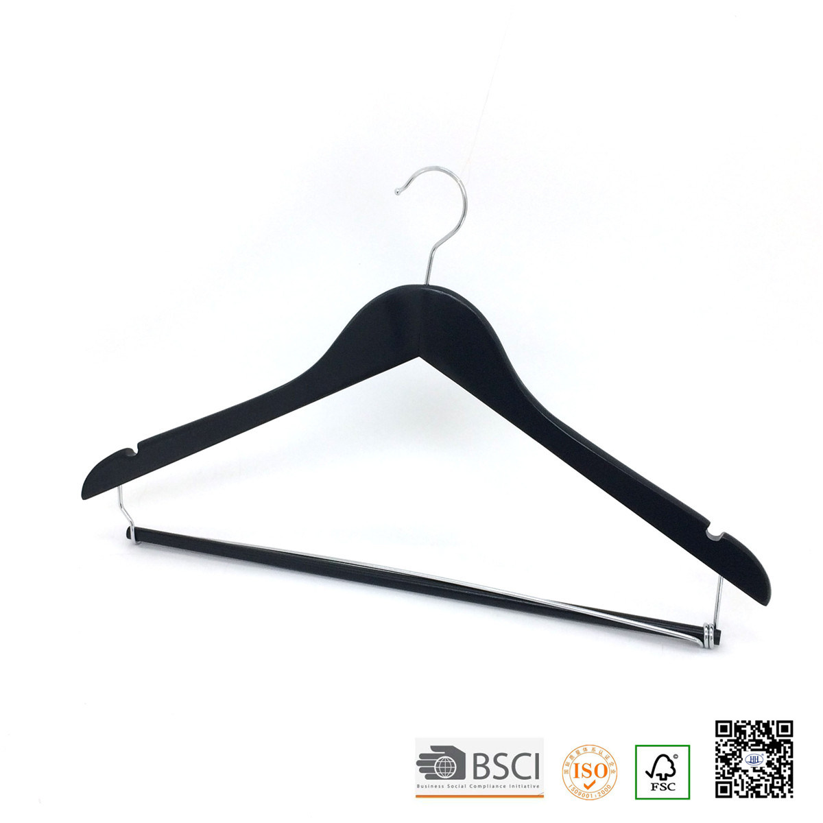 Black Hospital Locked Bar Wooden Clothes Hanger Hangers for Jeans