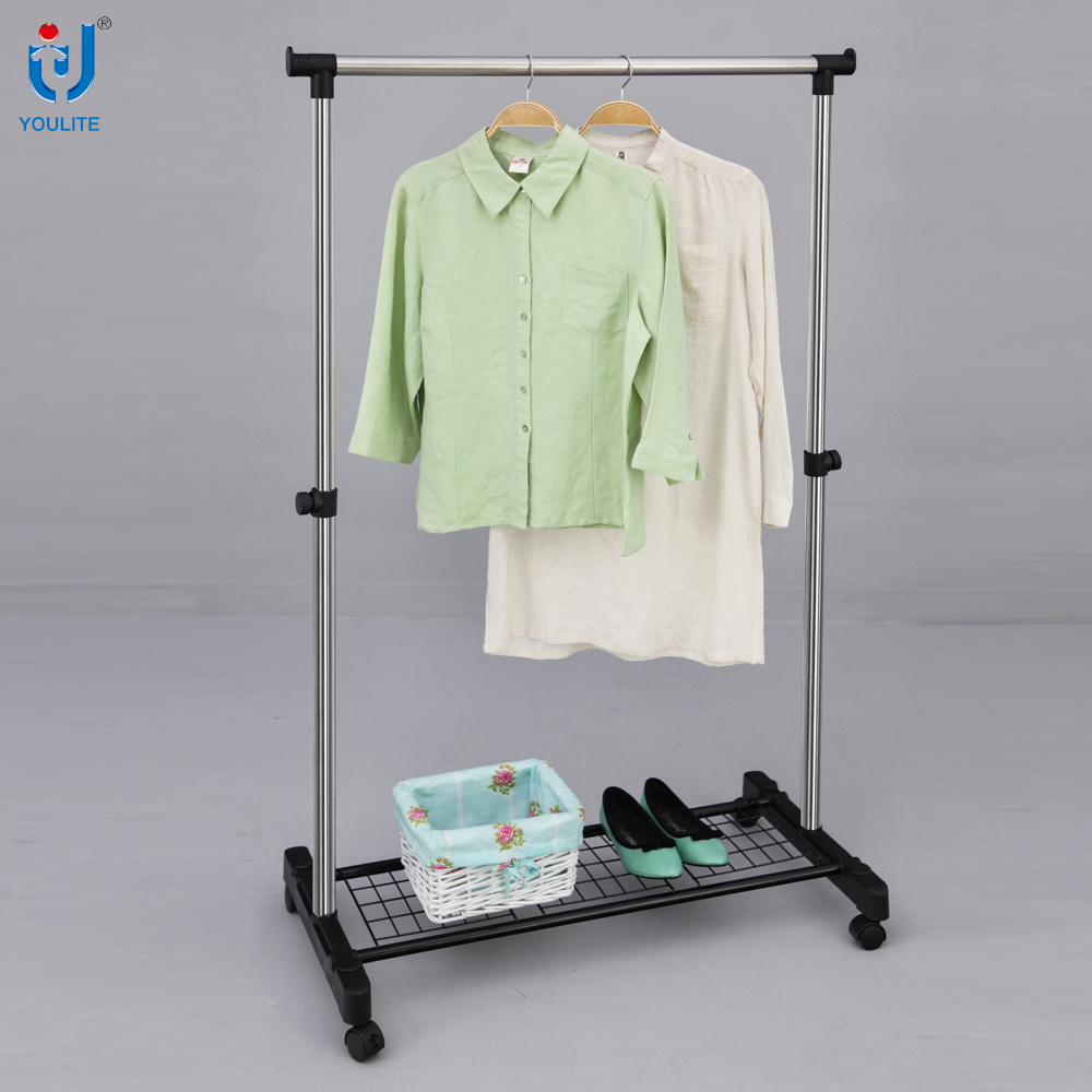 Extendable Stainless Steel Single Rod Clothes Hanger with Mesh Metal Clothes Dryer