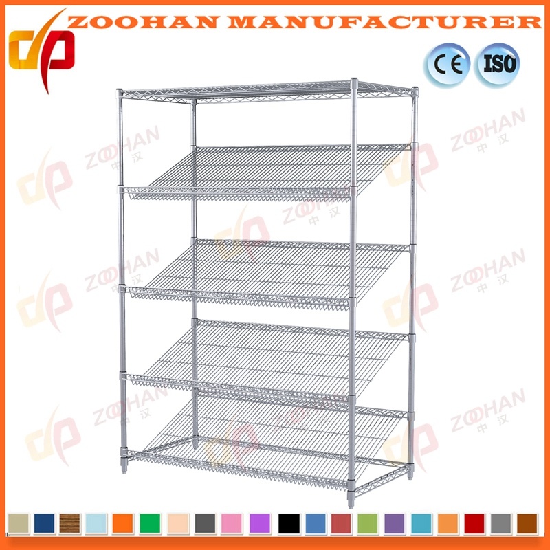 Chrome Plated Ikea Slanted Wire Storage Shelving Magazine Shelves (Zhw153)