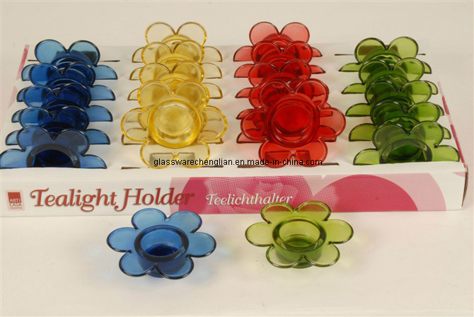 Machine-Made Colorful Glass Candle Holder (ZT-09)