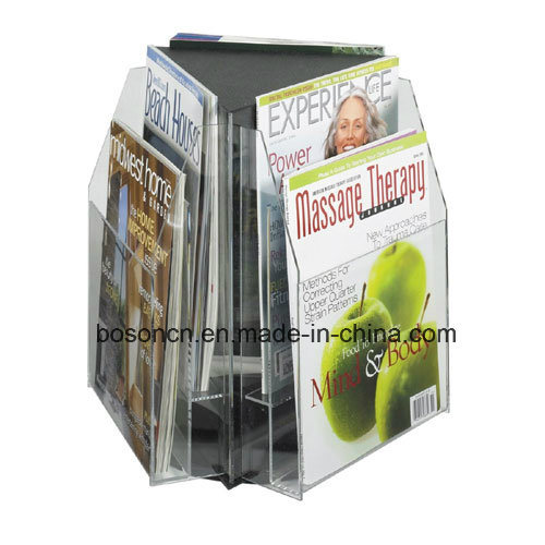 Rotation Triangle Table Turntable 3 Side Brochure Acrylic Display Stand