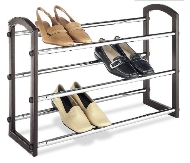 Wood Chrome, Expandable Shoe Rack-Natural, Expandable