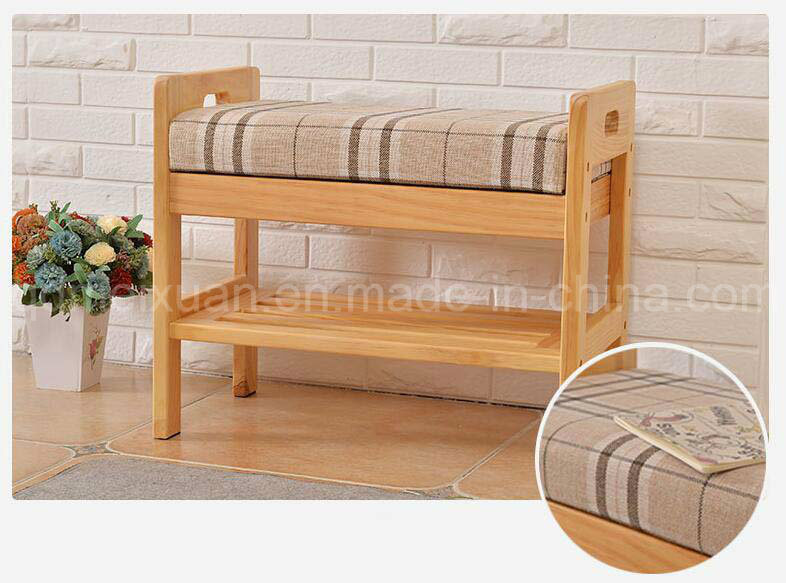 Solid Wooden Footstool Shoe Rack (M-X2561)