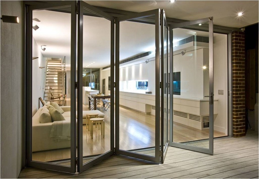 Aluminium Double Glass Patio Folding Door with Screen