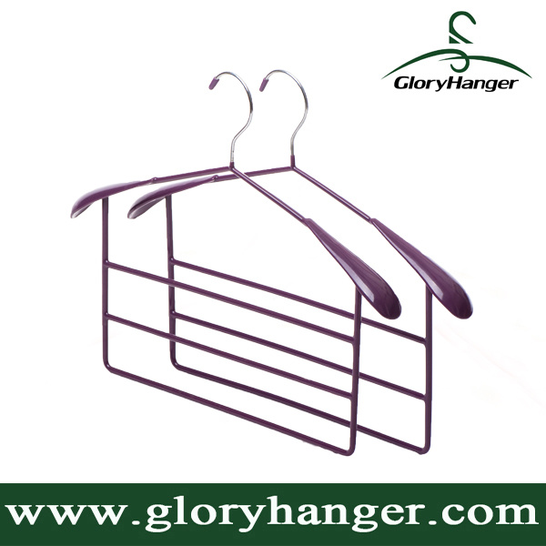 Multi-Usage Metal Coat Hanger with PVC Coated Pants Hanger