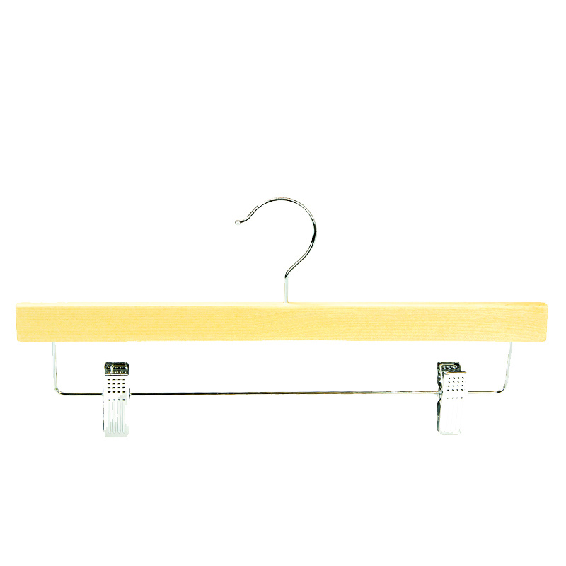 Wooden Pant Hanger with Clips, Wooden Trousers Hanger