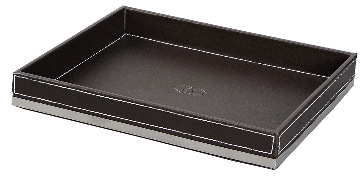 Hotel Border Coffee Leather Tumbler Tray Serving Tray