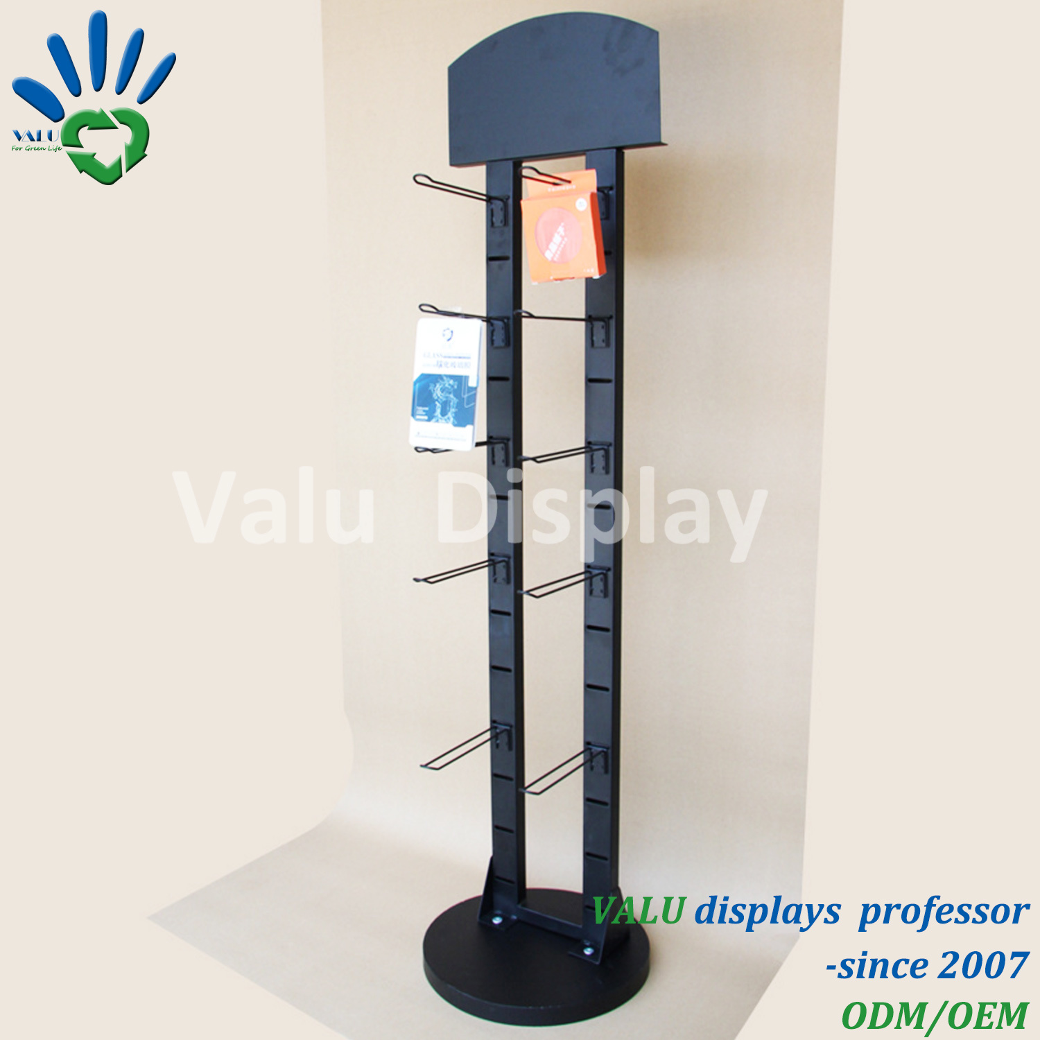 Multi-Function Rotating Metal Display Rack with Hook for Hanging Shoes/ Slippers/Greeting Cards.