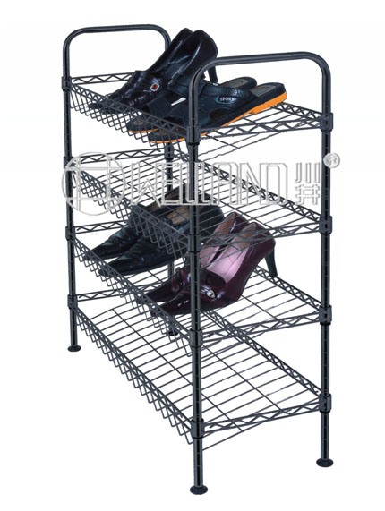 Powder Coating Black 4 Layers Adjustable Shoe Cabinet DIY Slanted Shoe Rack