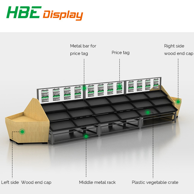 Supermarket Fruit Vegetable Storage Display Stand