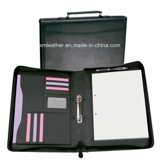 Custom A4 Zipper PU Leather Portfolio with Handles (LE003)