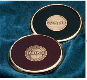 Zinc Alloy Metal Leather PU Coaster