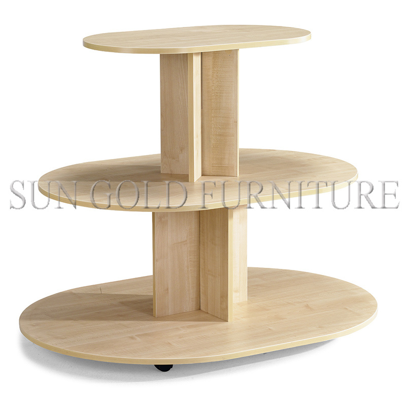 3 Tier Oval Melamine Waterfall Table, Wooden Display Shelf (SZ-WDR003)