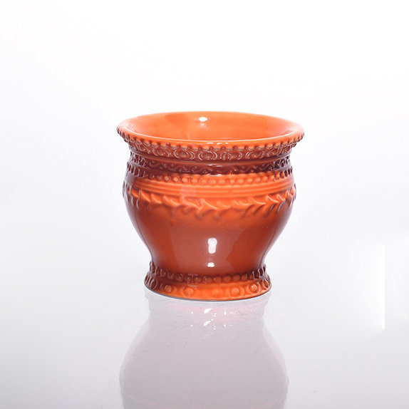 Orange Ceramic Cup Candle Holders