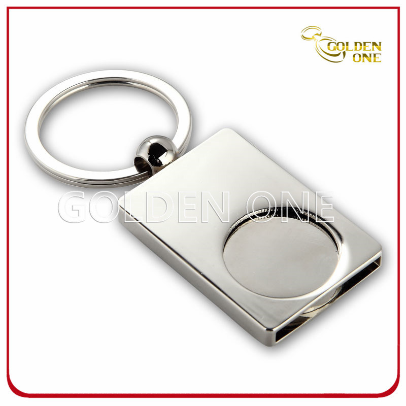 Personalised Pearl Nickel Plated Blank Metal Trolley Coin Keyring