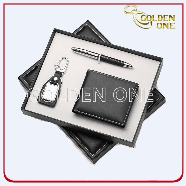 Promotional Click Pen Keychain & PU Wallet Gift Set